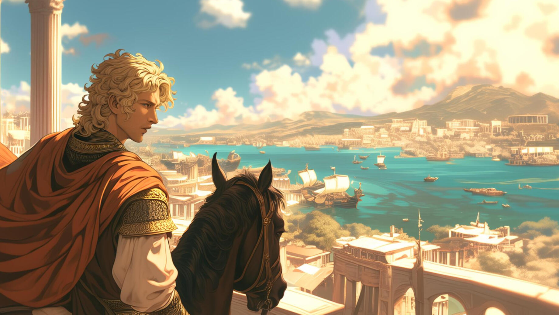 Bucephalus the famous horse of Alexander the Great Bucephalus overlooks the bay